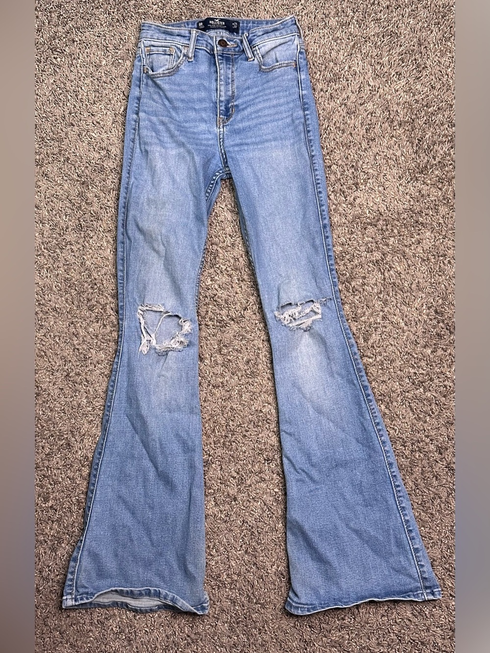 Hollister Light Blue Distressed Flare Jeans